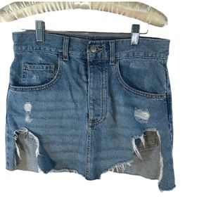 Distressed Forever 21 Denim Skirt